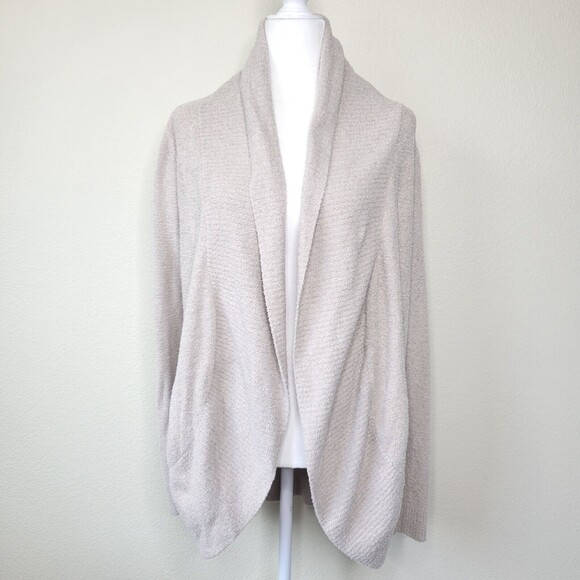 Barefoot Dreams CozyChic Lite Circle Cardi Taupe/Pink Womens Size XS/ Small - Picture 2 of 13